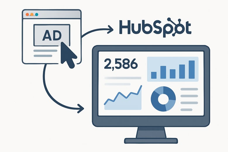 Ad platforms connecting to HubSpot CRM-based reporting on pipeline and revenue