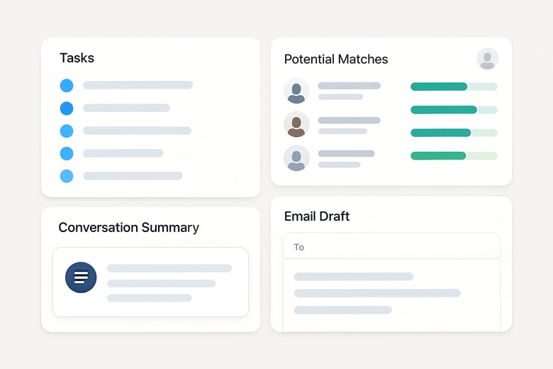 Faster prep and cleaner handovers using AI summaries and context surfaced from CRM activity.